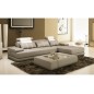 Canapé d'angle en 100% TOUT cuir italien 5 places ELIXA, gris clair et blanc, angle droit