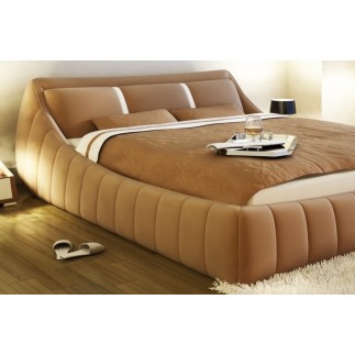 Lit en cuir italien de luxe FOSTER, beige, 160x200