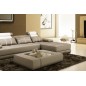 Canapé d'angle en 100% TOUT cuir italien 5 places ELIXA, gris clair et blanc, angle droit