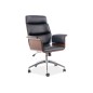 Très beau fauteuil pivotant, simili cuir de qualité, couleur: noir et noyer, mécanisme TILT.
