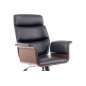 Très beau fauteuil pivotant, simili cuir de qualité, couleur: noir et noyer, mécanisme TILT.
