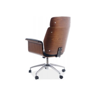 Très beau fauteuil pivotant, simili cuir de qualité, couleur: noir et noyer, mécanisme TILT.