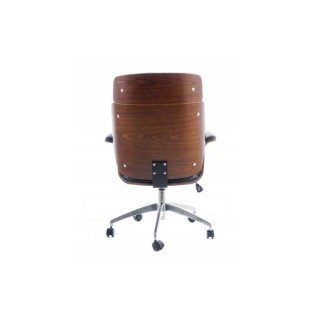 Très beau fauteuil pivotant, simili cuir de qualité, couleur: noir et noyer, mécanisme TILT.