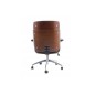 Très beau fauteuil pivotant, simili cuir de qualité, couleur: noir et noyer, mécanisme TILT.