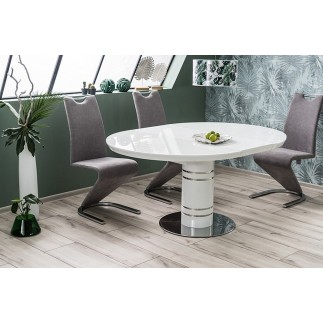Table extensible STREET blanche, plateau: MDF + dessus verre trempé