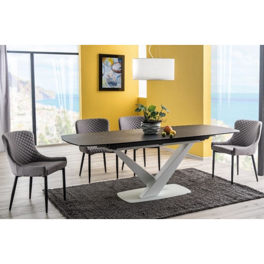 Table à manger extensible Casta II Ceramic, couleur noire et blanche