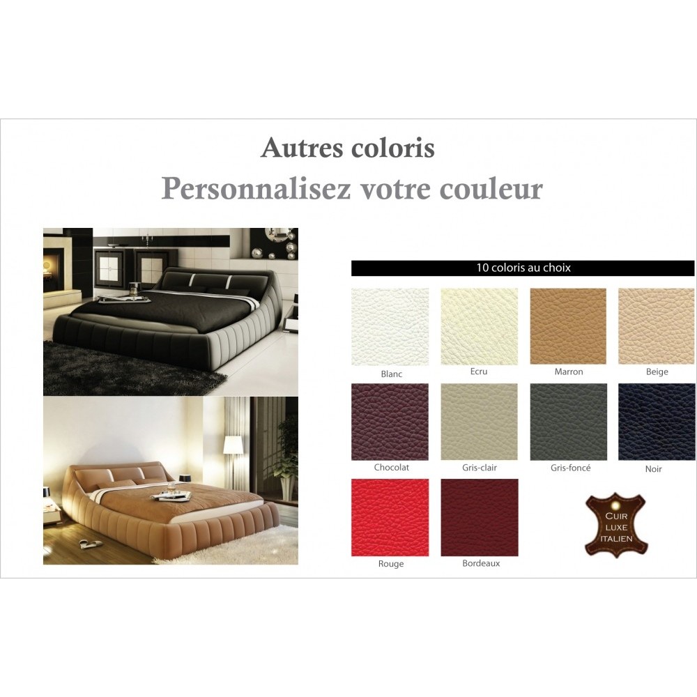 Lit en cuir italien de luxe FOSTER, personnalisé, 140x190
