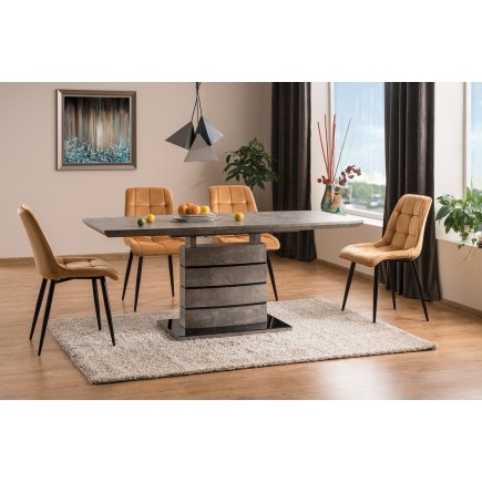 Table à manger extensible Léo effet béton, 140 cm extensible à 180 cm