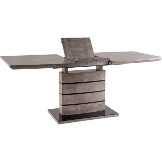 Table à manger extensible Léo effet béton, 140 cm extensible à 180 cm