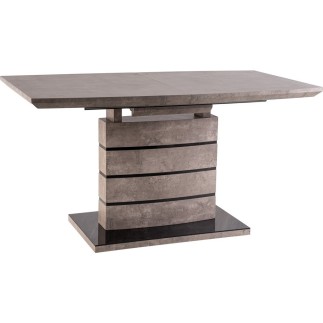 Table à manger extensible Léo effet béton, 140 cm extensible à 180 cm