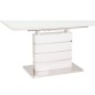 Table à manger extensible Léo, finition vernis blanc, en 160 cm extensible à 220 cm