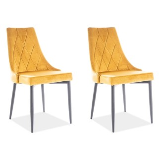 Lot de 2 chaises TRIANON en tissu velours de qualité, couleur curry