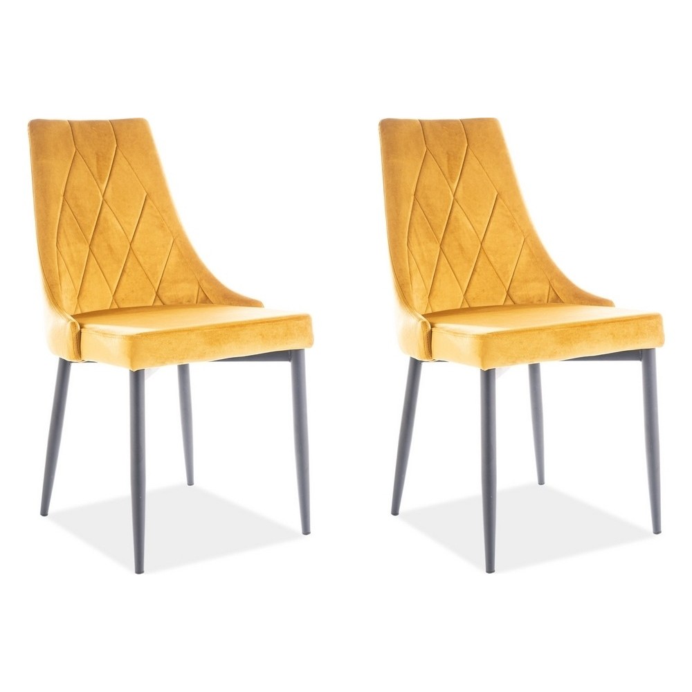 Lot de 2 chaises TRIANON en tissu velours de qualité, couleur curry