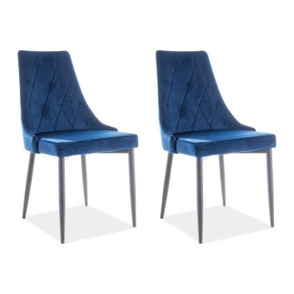 Lot de 2 chaises TRIANON en tissu velours de qualité, couleur bleue