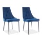 Lot de 2 chaises TRIANON en tissu velours de qualité, couleur bleue