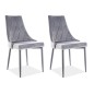 Lot de 2 chaises TRIANON en tissu velours de qualité, couleur gris