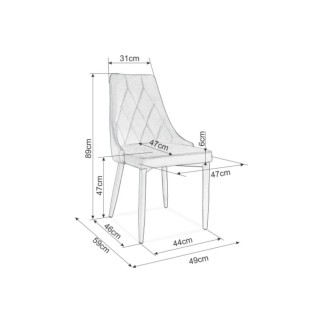 Lot de 2 chaises TRIANON en tissu velours de qualité, couleur gris