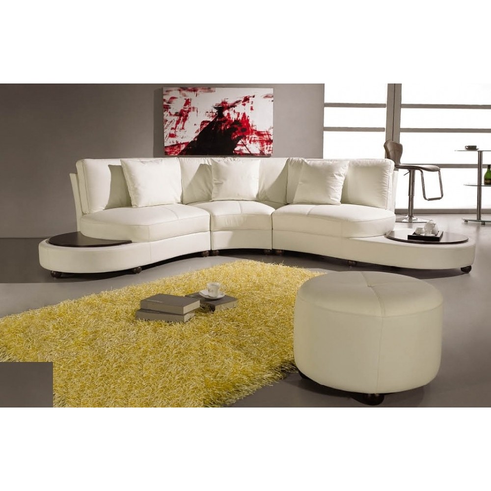 Canapé d'angle en cuir italien 4/5 places REVONA, blanc, angle gauche