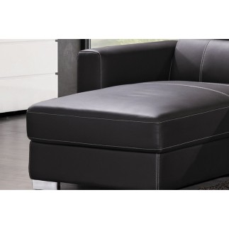 .Canapé d'angle convertible en cuir de buffle italien de luxe 5 places ANTHONY, noir, angle gauche