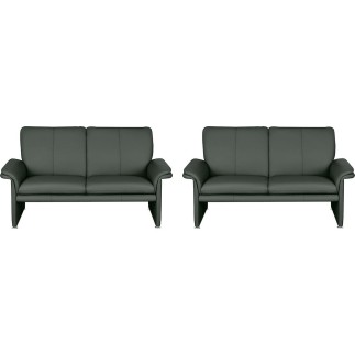 Ensemble de 2 canapés 2 places en 100% tout cuir italien vachette COMO, gris foncé