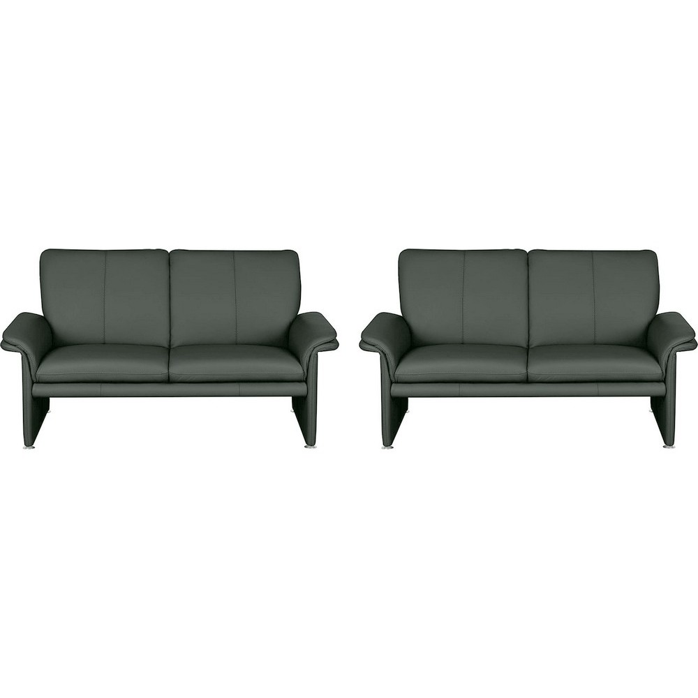 Ensemble de 2 canapés 2 places en 100% tout cuir italien vachette COMO, gris foncé Ensemble de 2 canapés 2 places en 100% tout cuir italien vachette COMO, gris foncé