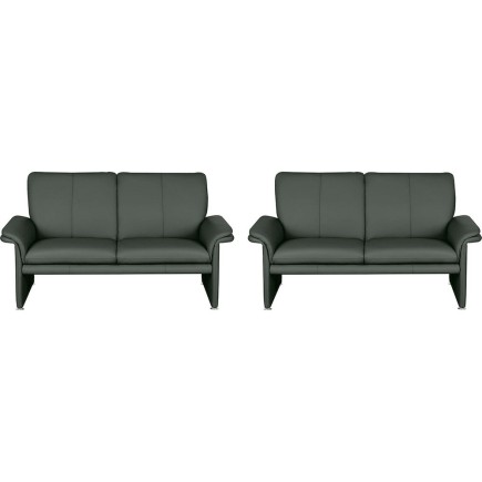 Ensemble de 2 canapés 2 places en 100% tout cuir italien vachette COMO, gris foncé