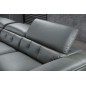 Canapé d'angle en cuir de buffle italien de luxe 5/6 places VIDA, gris foncé et surpiqure blanche, angle gauche