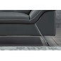 Canapé d'angle en cuir de buffle italien de luxe 5/6 places VIDA, gris foncé et surpiqure blanche, angle gauche