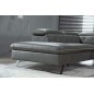 Canapé d'angle en cuir de buffle italien de luxe 5/6 places VIDA, gris foncé et surpiqure blanche, angle gauche
