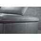 Canapé d'angle en cuir de buffle italien de luxe 5/6 places VIDA, gris foncé et surpiqure blanche, angle gauche