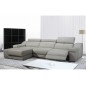 Canapé d'angle double relax en cuir épais de buffle italien de luxe 5 places BiRELAX, gris clair, angle gauche