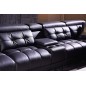 Canapé d'angle en cuir de buffle italien de luxe, 6/7 places, PRESTIGIA, noir, angle droit