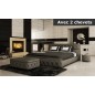 Lit en cuir italien de luxe FARNIENTE 180x200, gris foncé. Et 2 chevets DORY
