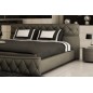 Lit en cuir italien de luxe FARNIENTE 180x200, gris foncé. Et 2 chevets DORY