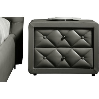 Lit en cuir italien de luxe FARNIENTE 180x200, gris foncé. Et 2 chevets DORY