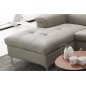 Canapé d'angle en cuir buffle italien de luxe 5 places LIDO, gris clair, angle gauche