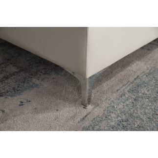 Canapé d'angle en cuir buffle italien de luxe 5 places LIDO, gris clair, angle gauche