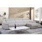 Canapé d'angle double relax en cuir de buffle italien de luxe 5 places BiRELAX, noir, angle droit