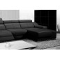 Canapé d'angle double relax en cuir de buffle italien de luxe 5 places BiRELAX, noir, angle droit