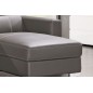 Canapé d'angle convertible en cuir de buffle italien de luxe 5 places ANTHONY, moka et surpiqure beige, angle droit.