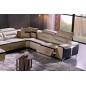 Canapé d'angle relax électrique en cuir buffle italien de luxe COMBIRELAX, beige et chocolat, angle droit, 7/8 places Canapé d'angle relax électrique en cuir buffle italien de luxe COMBIRELAX, beige et chocolat, angle droit, 7/8 places