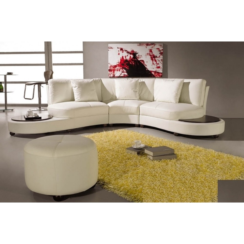 Canapé d'angle en cuir italien 4/5 places REVONA, blanc, angle droit