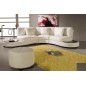Canapé d'angle en cuir italien 4/5 places REVONA, blanc, angle droit