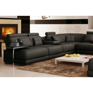 Récapitulatif commande: Canapé d'angle en cuir italien 7/8 places ELIXIR, Gris foncé uni, angle droit, Petite table bout de cana