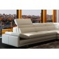 Canapé d'angle en cuir italien 6/7 places IZEN, blanc, version LUXE, angle droit