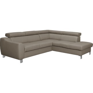 Canapé d'angle en cuir italien de luxe 5 places ASTERO, taupe, angle droit