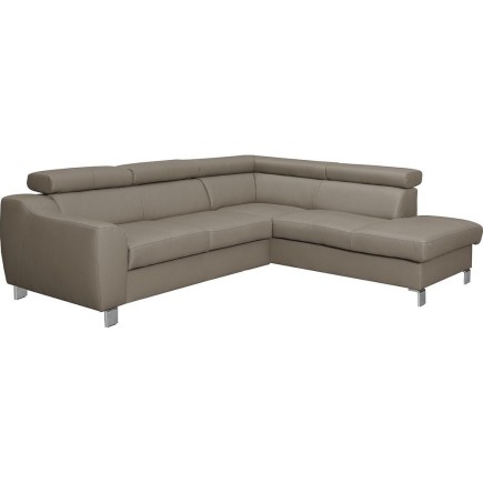 Canapé d'angle en cuir italien de luxe 5 places ASTERO, taupe, angle droit