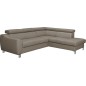 Canapé d'angle en cuir italien de luxe 5 places ASTERO, taupe, angle droit