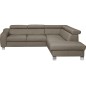 Canapé d'angle en cuir italien de luxe 5 places ASTERO, taupe, angle droit