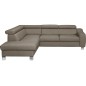 - Canapé d'angle en cuir italien de luxe 5 places ASTERO, taupe, angle gauche